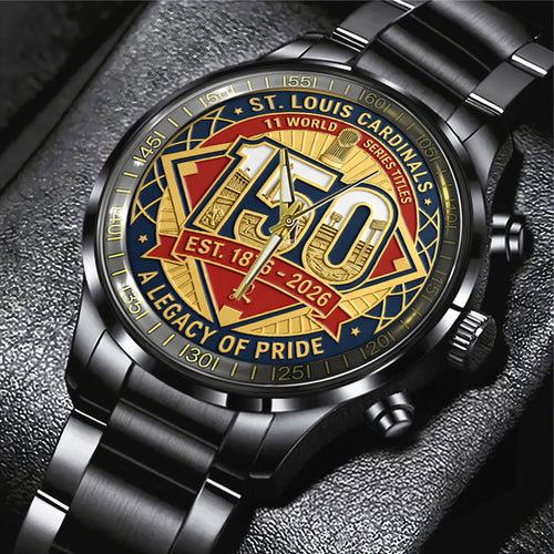 St. Louis Cardinals 150th Anniversary Black Stainless Steel Watch – TANTN21614