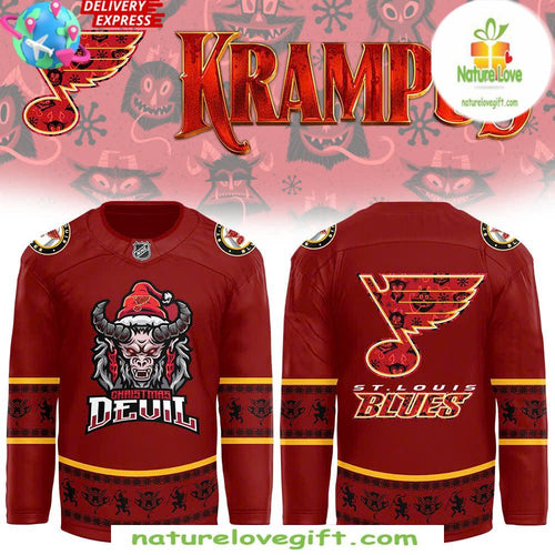 St Louis Blues Krampus Christmas Hockey Jersey NHL Holiday