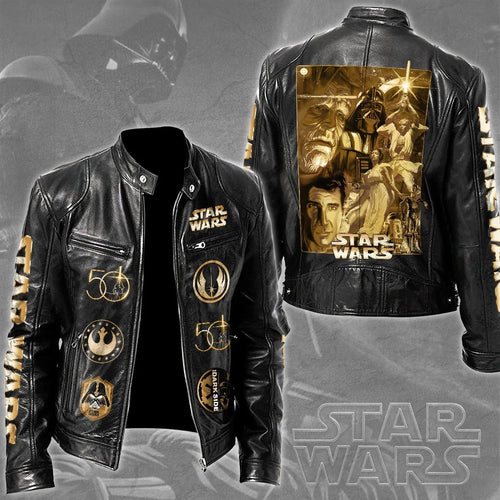 Star Wars 50th Anniversary 2027 Motorcycle Leather Jacket – TMTHU9657