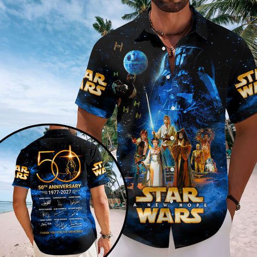 Star Wars 50th Anniversary Short Sleeve Button-Down Shirt – HOATT16503