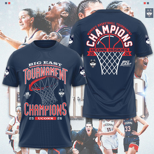 UConn Huskies Women's Basketball 2026 Big East Champions 3D Apparel – GNE5397