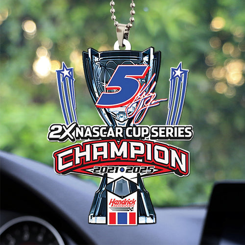 Kyle Larson 2025 NASCAR Cup Series Champion Custom shape 2-sided Acrylic Car Ornament – TANTN18393