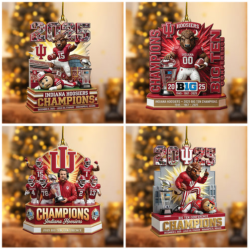4PCS Indiana Hoosiers Football Custom Shape 2-Side Printed Acrylic Ornament โ TANTN19260