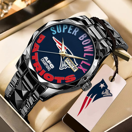 New England Patriots 2025 AFC Champions Alloy Luxury Quartz Watch – TANTN20640