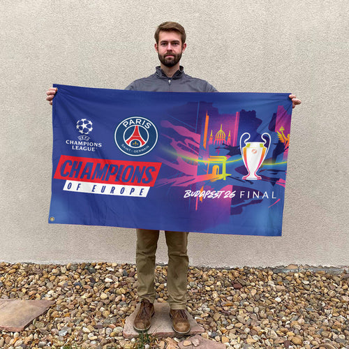 Paris Saint-Germain Champions of Europe 25/26 3D Double-side House Flag – TANTN23279