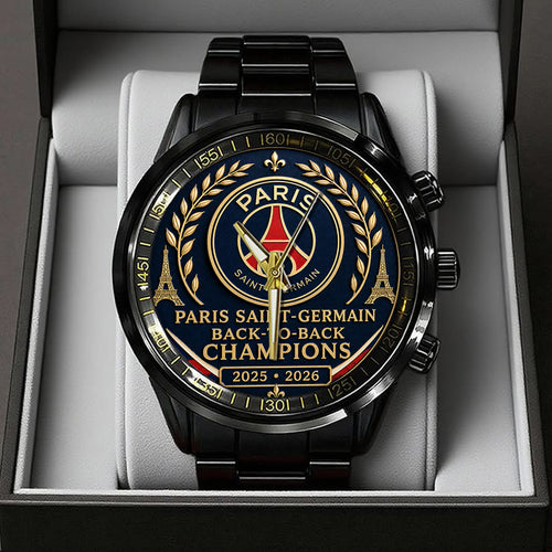 Paris Saint-Germain Champions of Europe 25/26 Black Stainless Steel Watch – TANTN23298