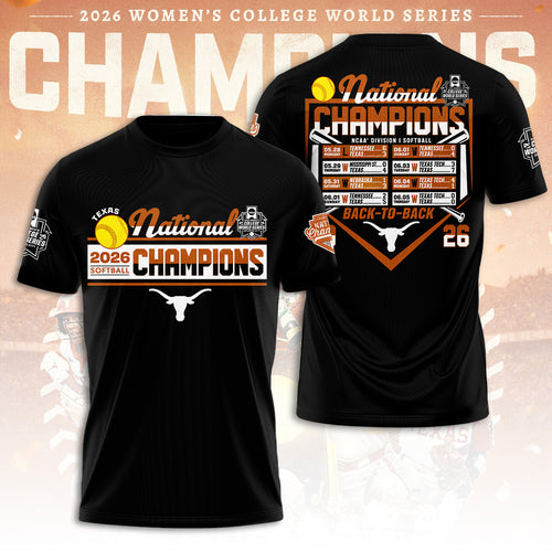 Texas Longhorns NCAA Women's Softball Champions 2026 3D Apparel – TANTN23463