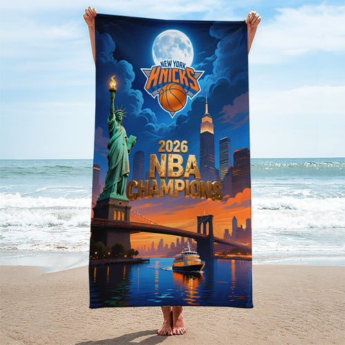 New York Knicks NBA Finals Champions 2026 Rectangle Beach Towel – TANTN23796