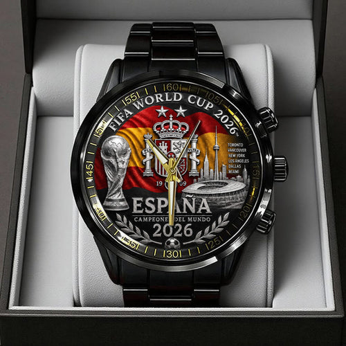 Spain National Team 2026 FIFA World Cup Champions Black Stainless Steel Watch - TANTN24397