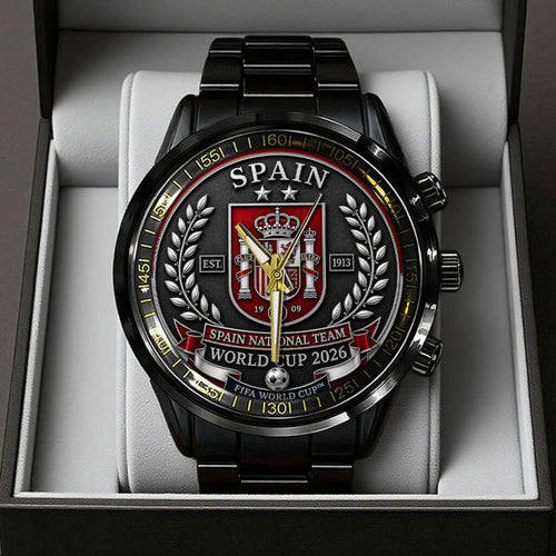 Spain National Team 2026 FIFA World Cup Champions Black Stainless Steel Watch - TANTN24401
