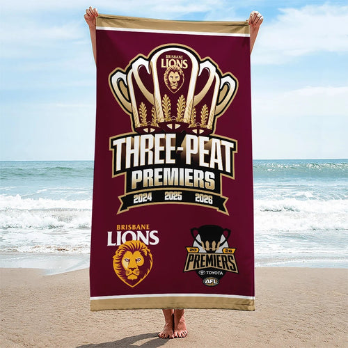Brisbane Lions 2026 AFL Premiers Rectangle Beach Towel – TANTN25817