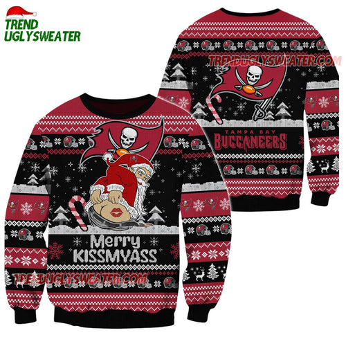 Tampa Bay Buccaneers Merrykissmyass Funny Santa Claus Christmas Ugly Sweater