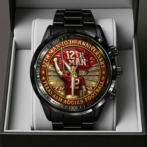 Texas A&M Aggies Football Black Stainless Steel Watch – TANTN17946