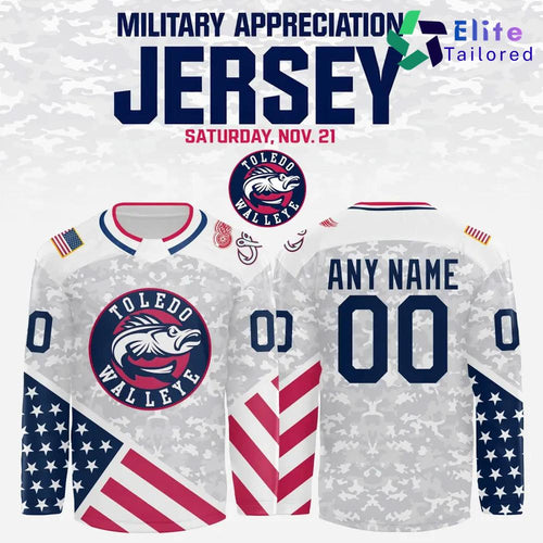 Toledo Walleye 2026 Military Appreciation Custom Hockey Jersey