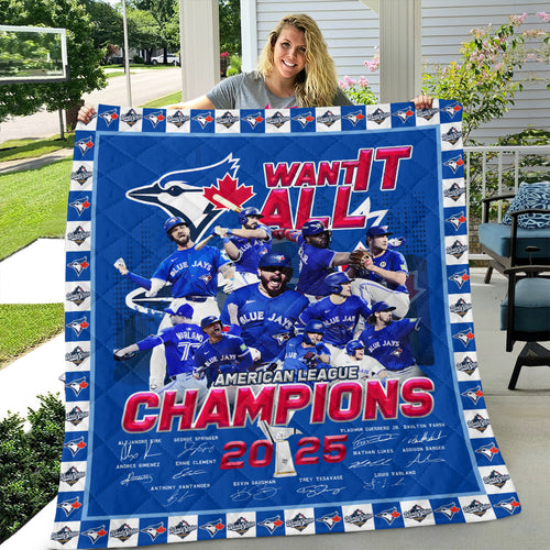 Toronto Blue Jays 2025 American League Champions Quilt Blanket – MAITM13772