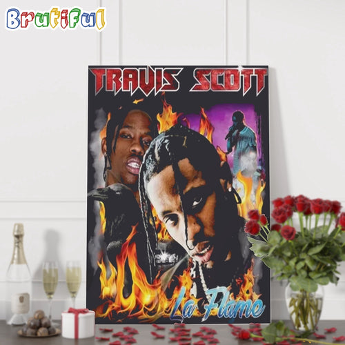 Travis Scott 90s Rap La Flame Wall Art Poster Canvas