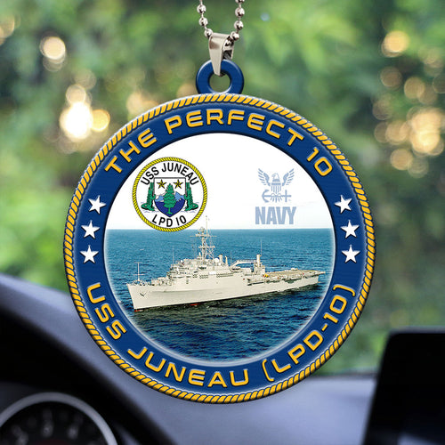 USS Juneau (LPD-10) Custom Shape 2-sided Acrylic Car Ornament – HOATT13222