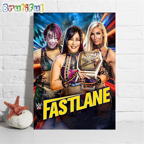 WWE Womens Champion Iyo Sky Defends Against Asuka And Charlotte Flair At WWE Fastlane Wall Art Poster Canvas