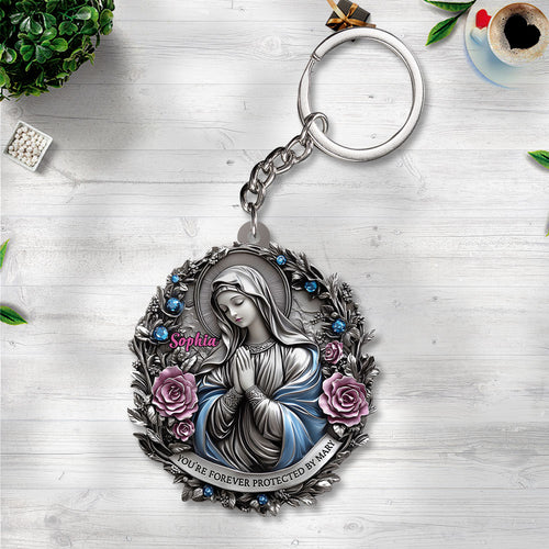 You're Forever Protected By Mary Custom Shape 2-Side Printed Keychain – TANTN15402