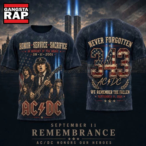 ACDC 343 Tribute September 11 Spotlight Vintage 3D Shirt
