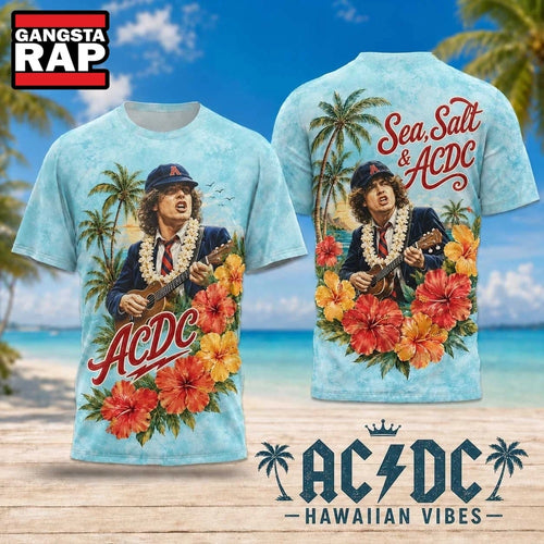 ACDC Hawaiian Vibes Island Lei and Hibiscus 2026 3D Shirt Hoodie T-Shirt