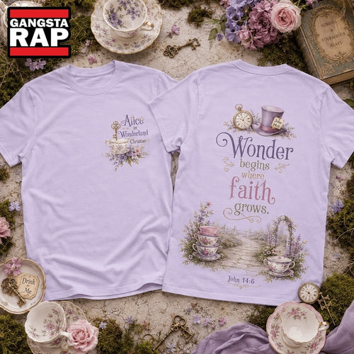 Alice in Wonderland Christian Wonder Begins Where Faith Grows 3D Shirt Hoodie T-Shirt