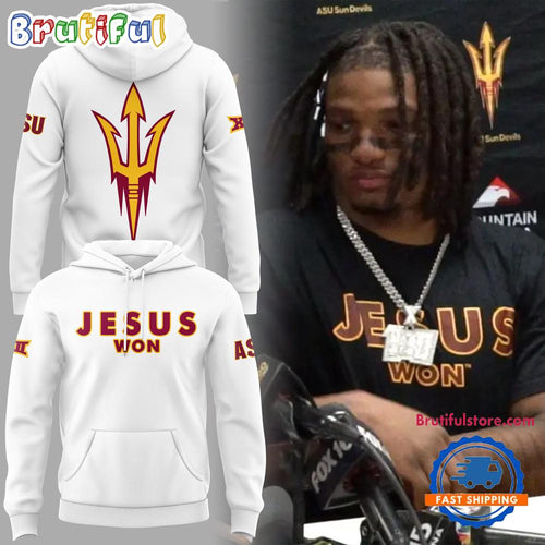 Arizona State Sun Devils JESUS WON 2024 White Hoodie T-Shirt