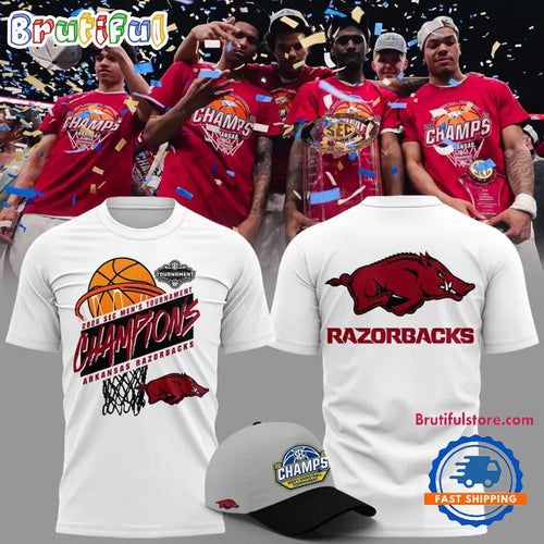 Arkansas Razorbacks Men’s Basketball 2026 SEC Tournament Champions White T Shirt