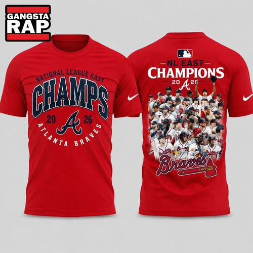 Atlanta Braves 2026 NL East Division Champions Team Graphic Red T Shirt