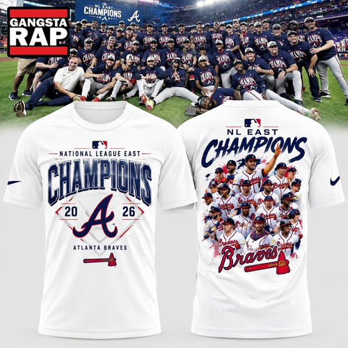Atlanta Braves 2026 NL East Division Champions Team Graphic White T Shirt
