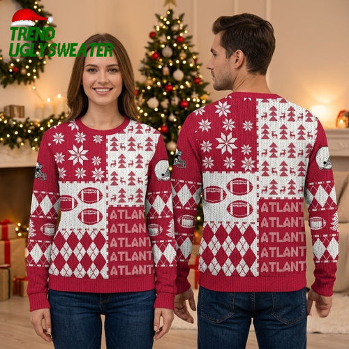 Atlanta Falcons Football Helmet And Snowflakes Ugly Christmas Sweater