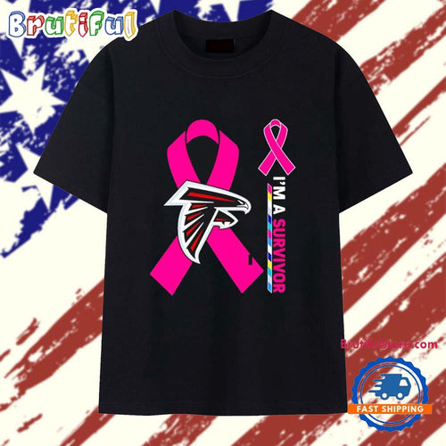 Atlanta Falcons I’m a Survivor Pink Cancer Ribbon T Shirt