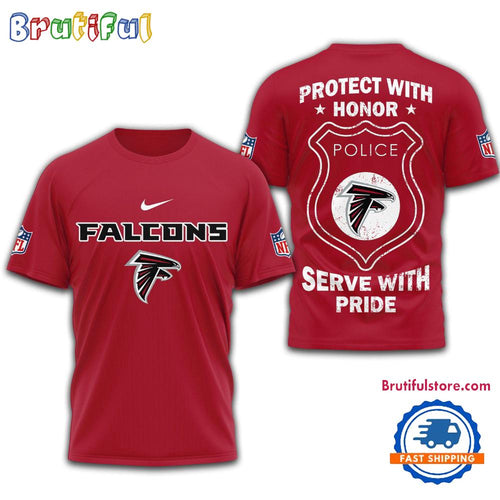 Atlanta Falcons Protech With Honor Police Serve With Pride 3D Shirt