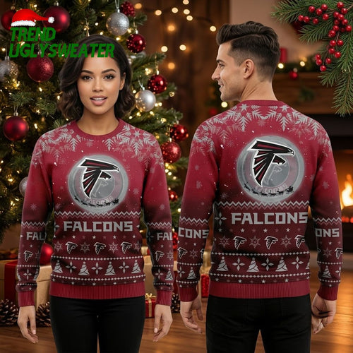 Atlanta Falcons Snowfall Logo Ugly Christmas Sweater