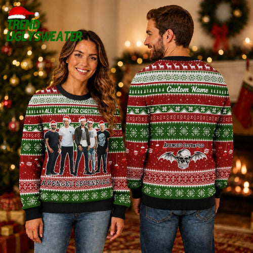 Avenged Sevenfold All I Want For Christmas Is Avenged Sevenfold Band Member 2026 Ugly Christmas Sweater - Unique Gifts For Every Occasion