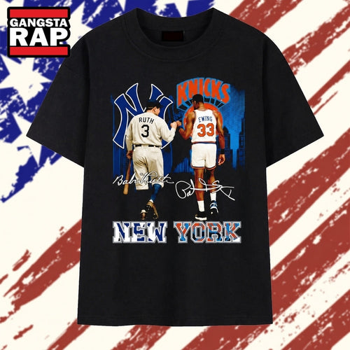 Babe Ruth and Patrick Ewing New York Legends Signature T Shirt