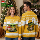 Baby Yoda Steelers Ugly Christmas Sweater Vintage Style
