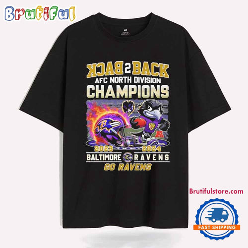Back 2 Back AFC North Division Champions 2023-2024 Baltimore Ravens Go Ravens T Shirt