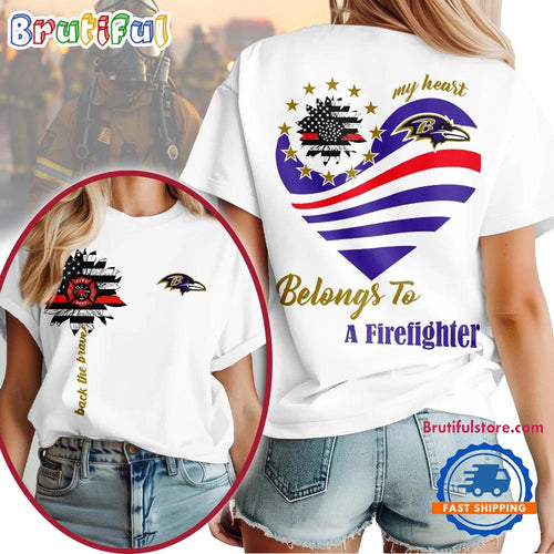 Baltimore Ravens 2026 NFL My Heart Belongs To A Firefighter Unisex T Shirt