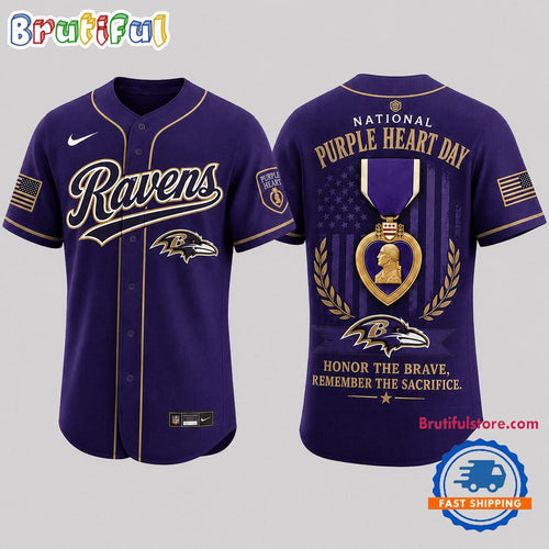 Baltimore Ravens 2026 NFL Purple Heart Day Baseball Jersey Shirt