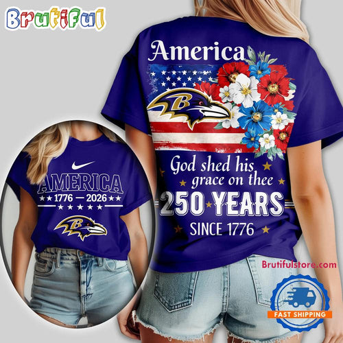 Baltimore Ravens NFL America God Shed His Grace On Thee Unisex T Shirt