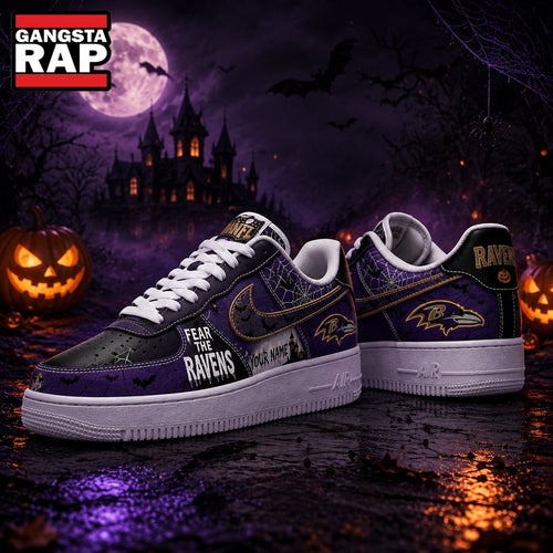Baltimore Ravens NFL Fear The Team Halloween Air Force 1 Shoes Sneakers