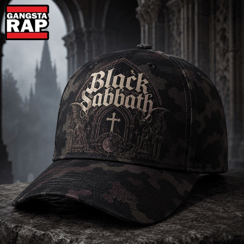 Black Sabbath Midnight Cathedral Camo Gothic Rock Classic Cap, Trendy Music Baseball Cap