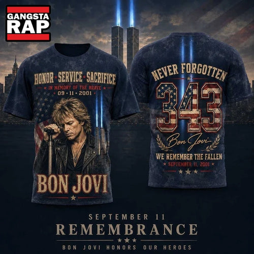 Bon Jovi 343 Tribute Twin Towers September 11 3D Shirt
