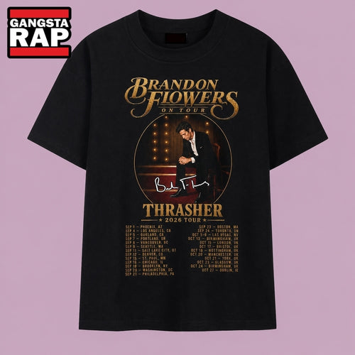 Brandon Flowers On Tour Thrasher 2026 Concert Tour Dates T Shirt, Music 2D Shirt