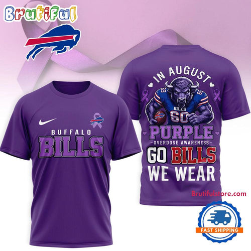 Buffalo Bills NFL In August We Wear Purple Overdose Awareness 3D Shirt