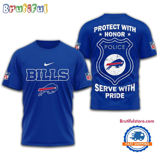 Buffalo Bills Protech With Honor Police Serve With Pride 3D Shirt