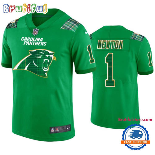 Carolina Panthers #1 Cam Newton Kelly Green St. Patricks Day Football Jersey