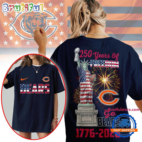 Chicago Bears 2026 NFL Statue Of Liberty 250th Anniversary Unisex 3D Shirt