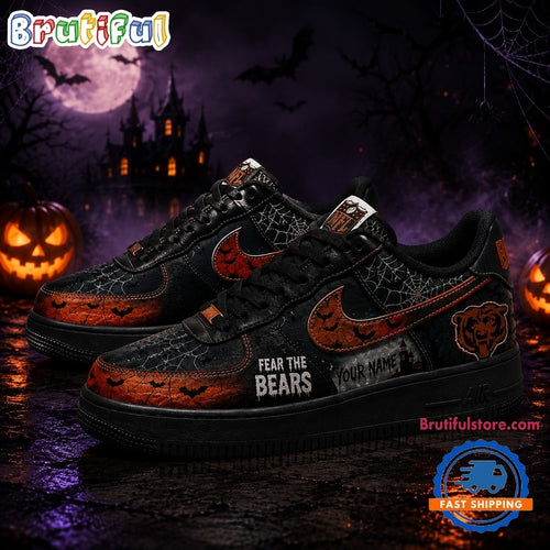 Chicago Bears NFL Fear The Team Halloween Air Force 1 Shoes Sneakers